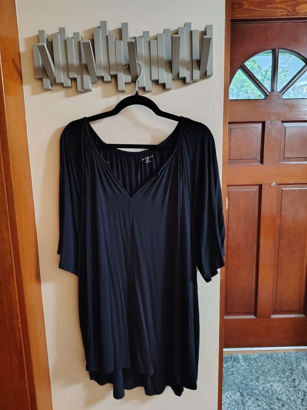 Lane Bryant Black Notch Neck Tunic Top